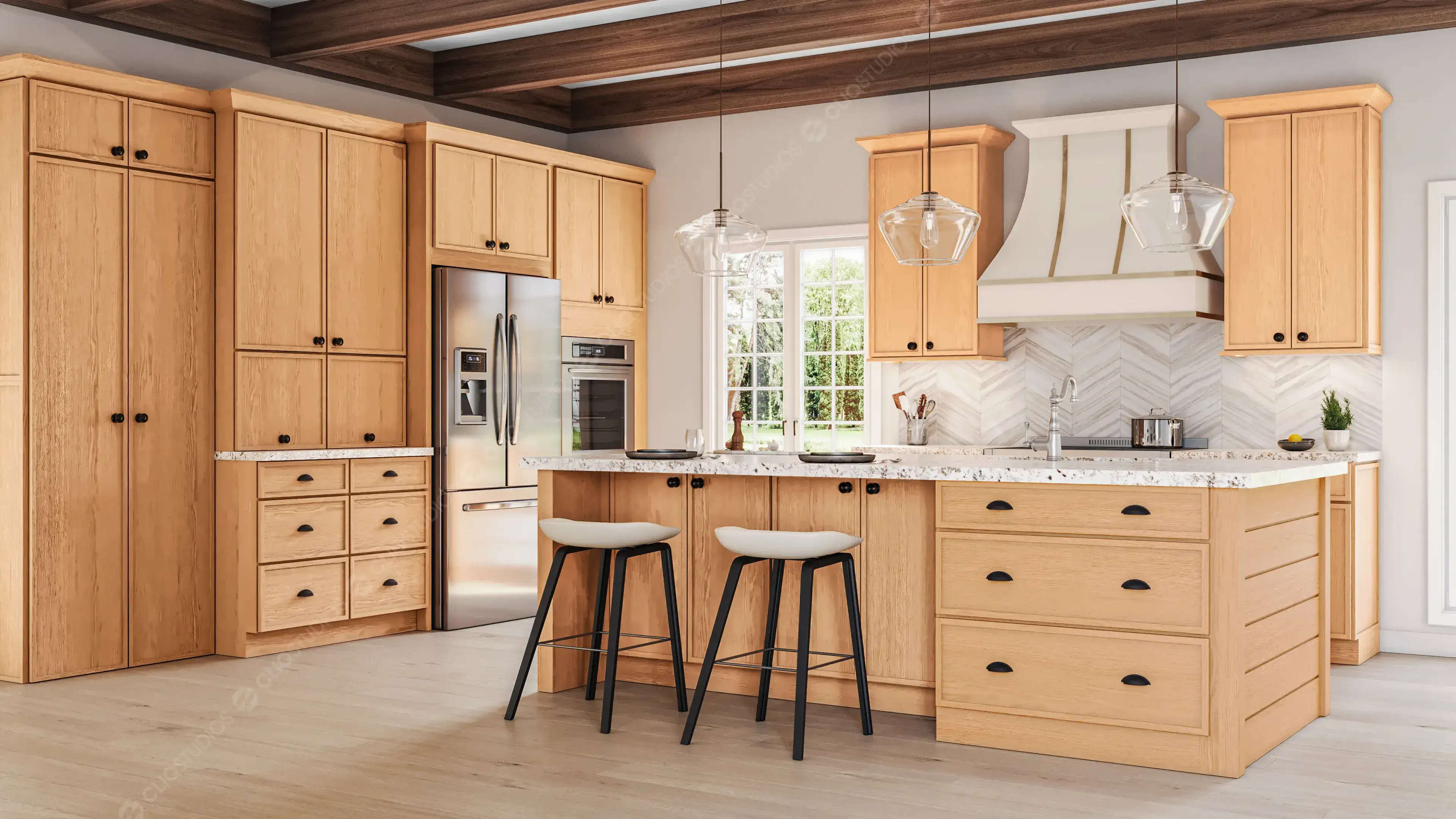 Transitional shaker custom kitchen cabinets with quartz countertops in Brentwood TN