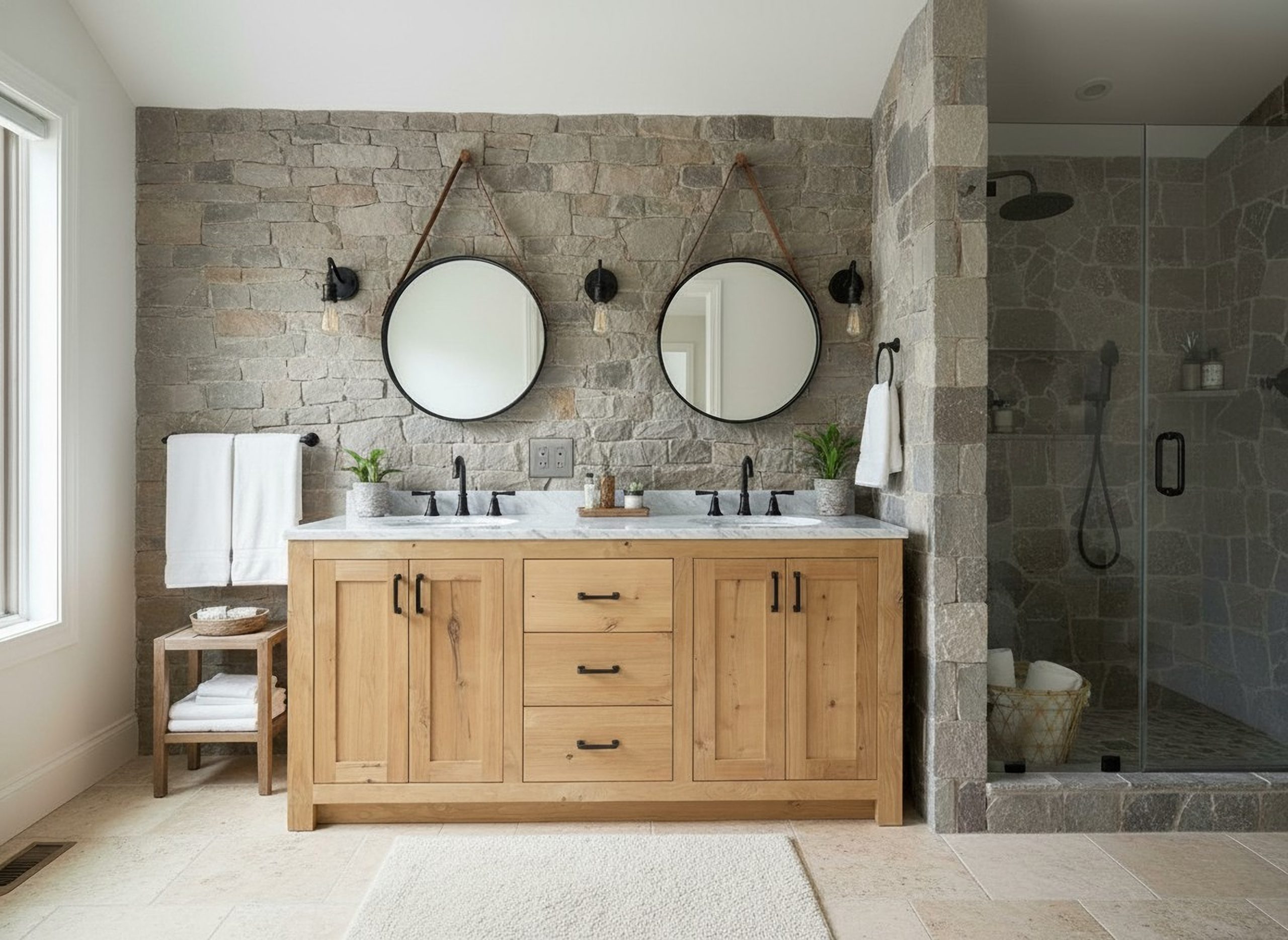 Custom double vanity cabinet with dovetail drawers for a luxury Brentwood TN bathroom remodel